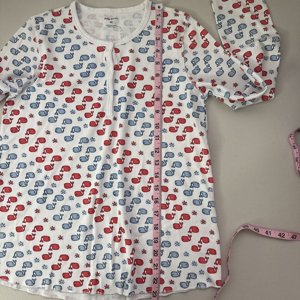 Roberta Roller Rabbit Moby the Whale Pajama Set Women's Size Medium Blue Red - Picture 10 of 15